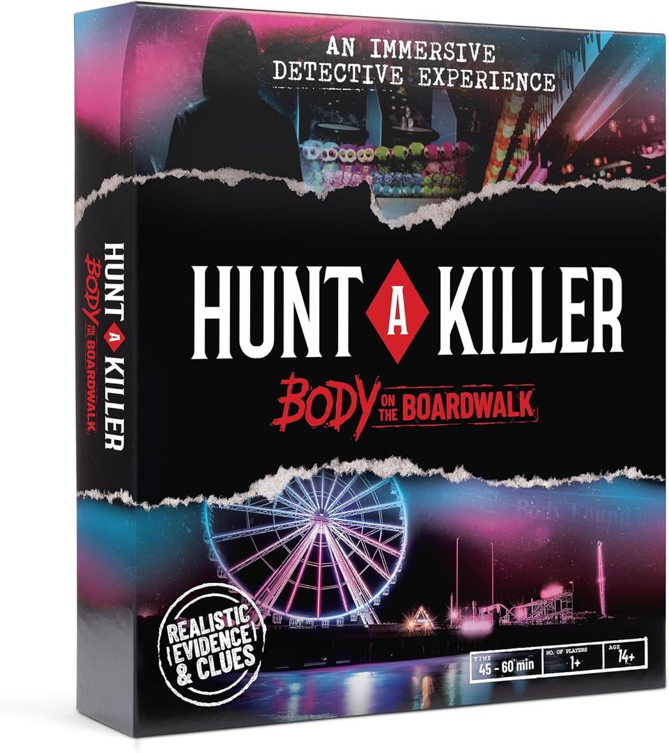 Hunt A Killer: Body On The Boardwalk, Catch the Amusement Park Killer, Interactive Unsolved Mysteries Game, Mystery Box for Game Night, Murder Mysteries Card, Puzzle & Board Games, For Ages 14 and up