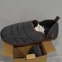 LongBay Men's Outdoor Slippers Two Tone Warm Memory Foam Slip On Indoor House Shoes bedroom Loafers (14, Grey)