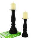 Black Pillar Candle Holders Set of 2, Decorative Candlestick Candle Holders Stand, Decorations Home Décor Gifts for Bedroom Livingroom Wedding