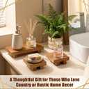 Hoteam 3 Pcs Wooden Risers for Display Paulownia Wood Pedestal Stand Bathroom Kitchen Counter Decor Torched Wood Soap Dispenser Tray Farmhouse Vintage Display Stand for Candles Plants Perfume