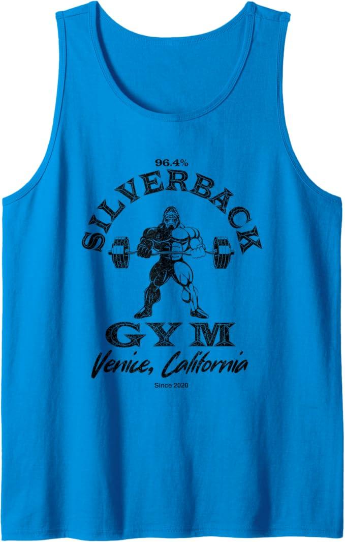 96.4% Silverback Gym Apparel Venice beach California, retro Tank Top blue XL