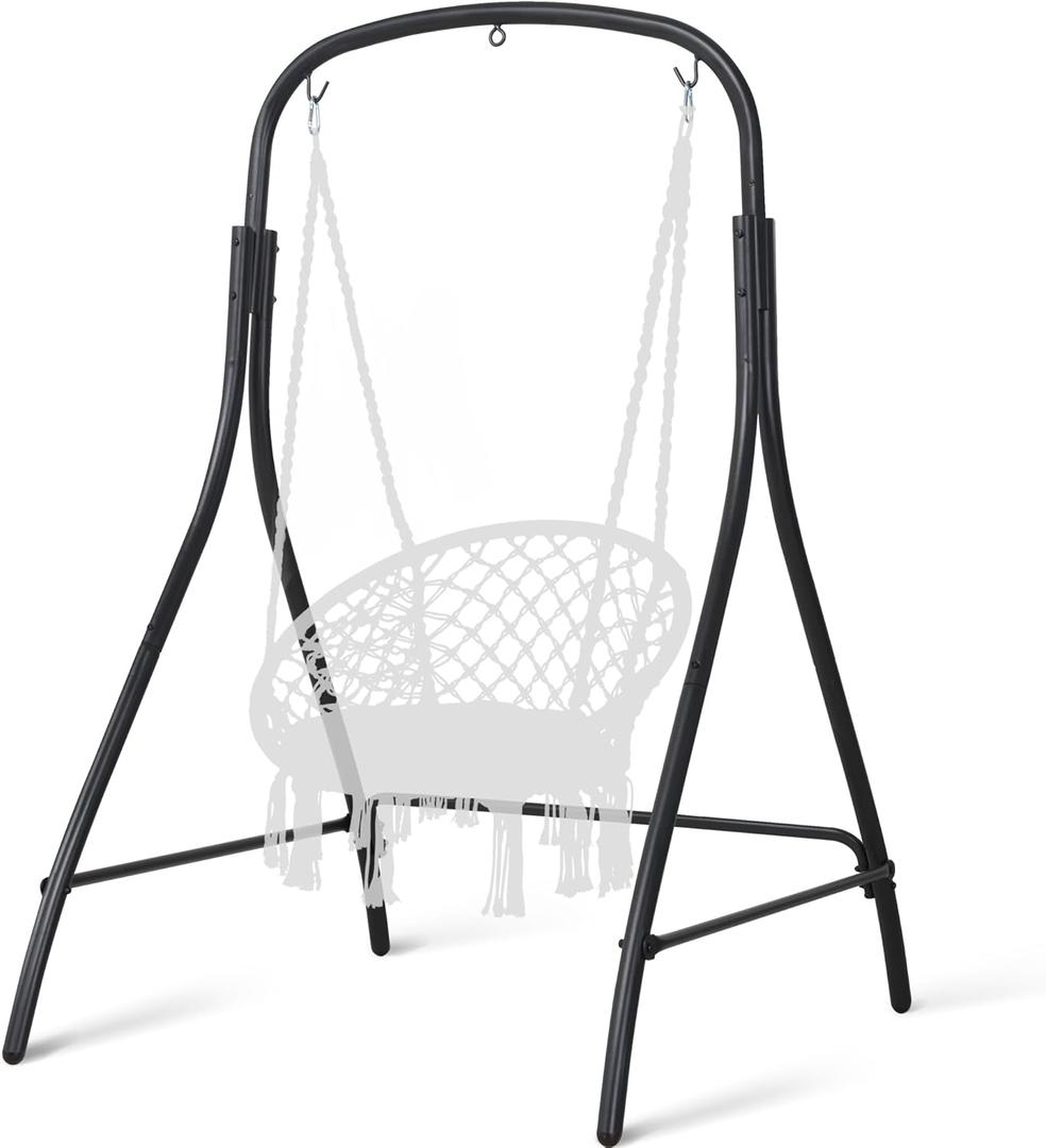 SUNCREAT Hammock Chair Stand, Heavy-Duty Steel Hammock Stand, 400 lbs Capacity, Adjustable Height, Dual-use Swing Stand for Outdoor Indoor, Hammock Chair not Included, Black