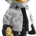 Dosker Small Astronaut Statues Mini Spaceman Sculpture Polyresin Arts Gifts Silver Figurine Ornament Room Decor for Men,Home and Desktop Accessories Tabletop Decoration, Living Room, Office, Bookshelf (Medium)