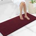 Smiry Luxury Chenille Bathroom Rugs 47x17, Extra Soft and Absorbent Shaggy Bath Mat, Machine Washable, Non-Slip Plush Carpet Runner for Tub, Shower, and Floor, Home Decor Accessories, Burgundy
