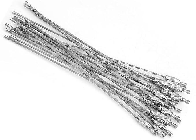 Stainless Steel Wire Keychains, Durable Cable Key Rings, Heavy Duty, 20 Pack, 5.9 Inch, Silver for Everyday Use