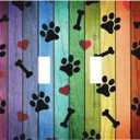 Light Switch Cover Decorative Dog Paw Colorful Retro Wood Double Toggle Vintage 2 Gang Wall Plate Electrical Faceplate Switchcover for Farmhouse Bathroom Home Living Room Decor