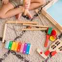 Melissa & Doug Deluxe Band Set with Wooden Musical Instruments & Storage Case