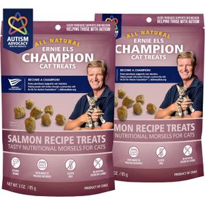 Ernie Els All Natural Salmon Cat Treats - Premium Soft Cat Treats for Healthy Snacking, Training and Rewards - 3 Ounce (Pack of 2) (EXP 11/27/25)