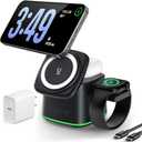 3 in 1 Charging Station for Apple Devices, Charger Stand for MagSafe, Qi2 15W Wireless Charging Station for Apple Watch& iPhone & AirPods& iWatch (with PD 30W Adapter) (Black)