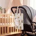 2 Pcs Bear Quilted Diaper and Wipes Pouch Portable Hanging Bear Wet Wipe Bag with Handle Reusable Wipes Pouch for New Parents Stroller Car Shower Nursery Travel Infant Diapering Organizer