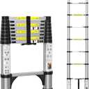 BOWEITI 8.5FT Telescoping Ladder, Portable Aluminum Extension Ladder w/Stabilizers, Lightweight Compact Telescopic Ladders 330lbs Capacity, Extension Ladder for Home, Outdoor (8.5FT,Silvery)