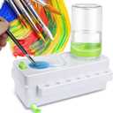 Paint Brush Cleaner, Painting Station with Drain and Brush Holder, Strengthen Water Recycling Brush Rinser, Paint Brush Cleaner Tool for Acrylic, Watercolor and Water-Based Painting Supplies, Green
