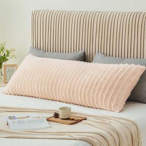 BEDELITE Body Pillow Cover with Zipper Closure, Decorative Boho Fleece Pillowcase 20 x 54 Inches, Luxury Fluffy Plush Long Body Pillow Pillowcase for All Seasons(Coral-Boho)