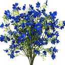 10 PCS Silk Flowers with Long Stems Artificial Flower for Tall Vase Outdoors Fake Babys Breath Bouquet Faux Floral Wedding Party Decoration Home Indoor Table Centerpiece Decor (Blue)