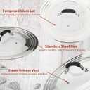 15 Inch Large Universal Pans Pots Lid Cover Fits 11/12/13/14/15" Frying Pans/Pots/Woks, Stainless Steel and Tempered Glass Lid with Vent Hole and Heat Resistant Handle