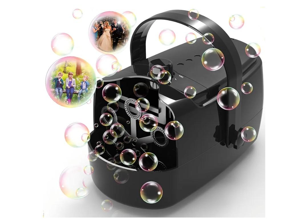 Bubble Machine Durable Automatic Bubble Blower, 18000+ Big Bubbles Per Minute Bubbles for Kids Toddlers Bubble Maker Operated by Plugin or Batteries Bubble Toys for Indoor Outdoor Birthday Party