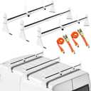 Ladder Rack for Van, Van Roof Rack Compatible with Chevy Express 1500 2500 3500 Ford Econoline GMC Savana Fullsize with Rain Gutter, Adjustable Length 57''-65'', 3 Bars, 800 Lbs, White