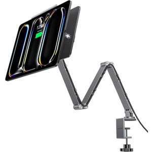LULULOOK [Upgrade] Magnetic Wireless Charging Stand for iPad Pro 13" M5 & M4, Aluminium Alloy iPad Stand for Desk with Foldable Long Arm, 360 Adjustable Tablet Holder with 2M USB C Cable