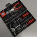 Hand Tool Set, Includes Hammer, Screwdriver Set, Pliers (Tool Kit for the Home, Office, or Car) (Red)