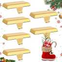 Homjoy 6 Pack Metal Christmas Stocking Holders for Mantle Heavy Duty Stocking Hangers Stocking Hook Christmas Ornaments for Counter Tables Window Fireplace Mantle Decoration (Gold)