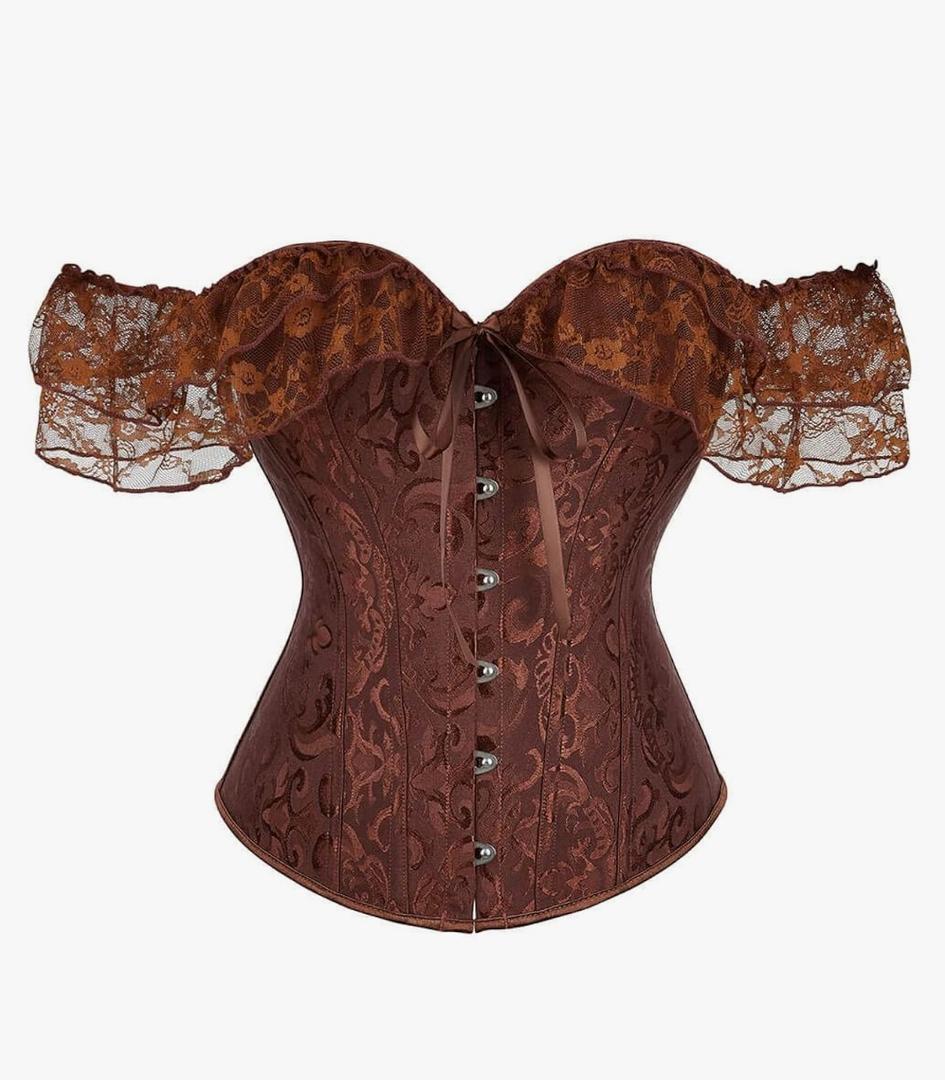SHYMMUO Corset Top for Women Renaissance Steampunk Bustier Top Sexy Lace Up Corset Top Festival Pirate Halloween Costume, XS