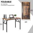 Need Folding Desk for Home Office 39-3/8 inch Length Modern Folding Table Computer Desk No Install Needed Rustic Brown Desktop Black Frame AC5FB(100 * 60)