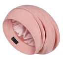 LULUSILK Mulberry Silk Bonnet for Sleeping Women, No More Frizzy Tangled Hair, Stay On All Night Silk Hair Wrap for Sleeping with Adjustable Strap, Silk Sleep Cap for Women and Men, Pink, Pack of 1