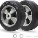 GICOOL 8" x 2" Solid Rubber FlatFree Tire and wheel, with Ball Bearings and 1/2” Axle Bore Hole, 2" Offset Hub, For Hand Truck Dolly Trolley Garden Wagon Cart Generator Replacement Tire, 2 Pack