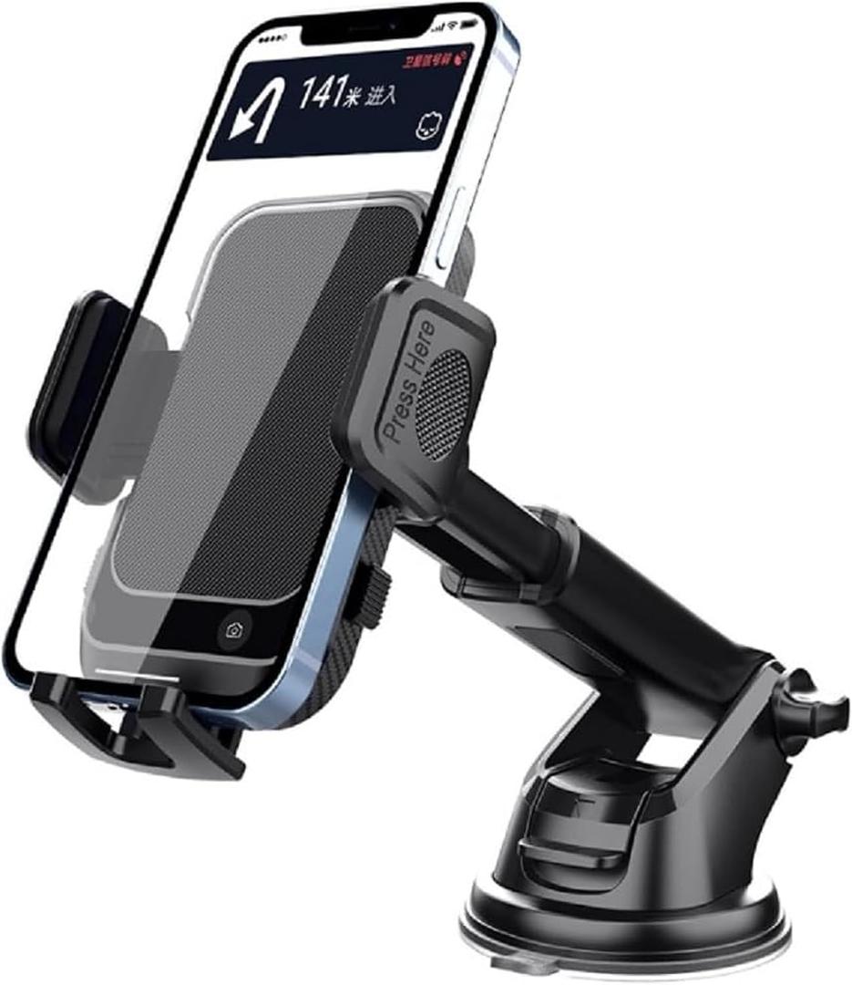 VEDA Car Phone Holder Mount, Cell Phone Holder for Dashboard Windshield, Suction Cup Hands-Free Car Phone Stand, Compatible with iPhone, Samsung and Android Smartphone (Black)