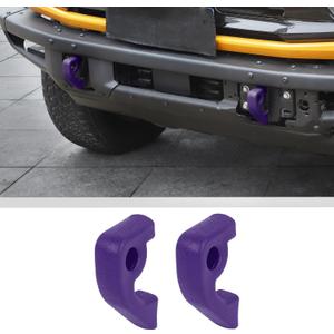 JWWY Front Bumper Tow Hook Covers Tow Trailer Hitch Receiver Cover Towing Hitch Rubber Sleeve Protector Cover Trim Fit for 2021-2025+ Ford Bronco Exterior Accessories Purple 2PCS (Fixed)