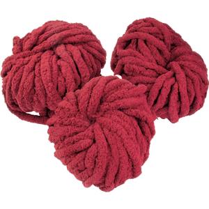 Chunky Yarn for Crocheting & Arm Knitting- Maroon 3 Pack Jumbo Chenille Yarn, 72 Yards Total, 20mm Super Soft & Thick for Mothers Day Gifts, Blankets, Pillows, Home Dcor & Spring Crafts