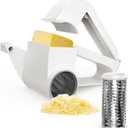 Cheese Grater with Handle, Rotary Cheese Grater,Vegetable, Chocolate, Hard Cheese & Nut Grater,White