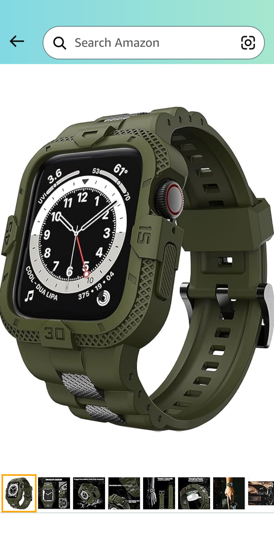 GELISHI Bands Compatible for Apple Watch Band 46mm 45mm 44mm 42mm, Men Sport Rugged Band with Protective Case for Watch Series 10 9 8 7/Series 6 SE 5 4 3 | 46mm