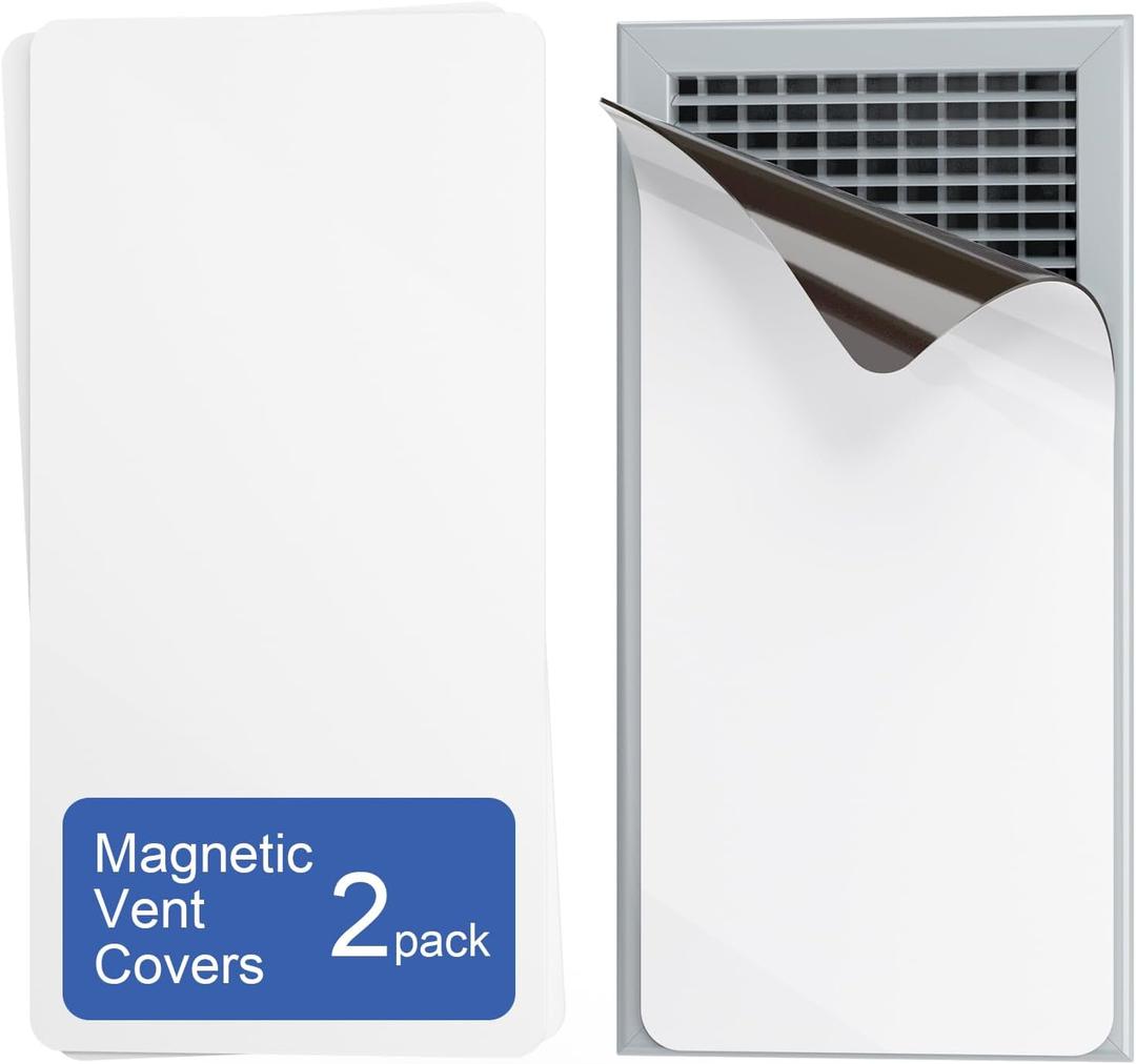 HOXHA Strong Magnetic Vent Covers, 5.5  12 Vent Cover Magnetic, Home and RV Vent Magnet Cover for Air Vents Wall Ceiling Floor, 2 Pack (White)