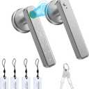 Fingerprint Door Lock, Door Locks for Bedroom, Keyless Entry Door Knob with Handle,Generate Passcode Remotely-Smart Door Lock for Apartment, Office (Silver 01)