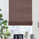 30''W X 72''H Cordless Bamboo Roman Shades, Light Filtering Roll Up Bamboo Blinds for Interior Window Home Patio Porch, Drak Brown