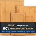 Hiware 3-piece Bamboo Cutting Boards for Kitchen, Heavy Duty Bamboo Cutting Board with Juice Groove, Wood Cutting Board Set for Meat, Vegetables