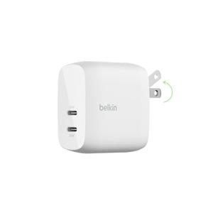 Belkin Dual USB C Charger Block 60W w/PPS Super Fast Charging - Samsung Galaxy S25, Apple iPhone 16, 16 Plus, iPad, Google Pixel, Nintendo Switch 2 - White