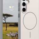 Rayboen Magnetic Case for Samsung Galaxy S24 Plus, Compatible with Magsafe, Matte Skin-Feel Solid Dual-Tone Integrated Hard PC Shell, Durable Shockproof Protective Phone Cover for S24+, Matte White