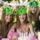 2 x 30 Pack St. Patrick's Day Crown Crafts Kit for Kids Classroom with Elastic Band, Blank Green Shamrock Clover Paper DIY Hats with Gold Coins Stickers for Irish St Patricks Day Theme Party Supplies (Green)