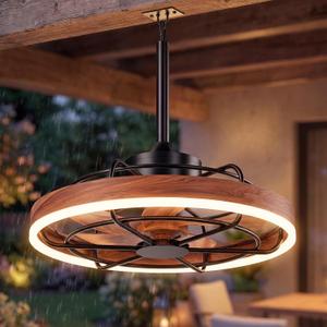 Farmhouse Gazebo Fan with Light, 20" Plug-in Gazebo Ceiling Fan with App/Remote Control, Outdoor Ceiling Fan with Light IP65 Waterproof, 3 CCT Light, for Gazebo