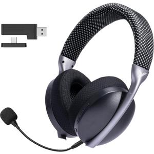 2.4GHz Wireless Gaming Headset for PS5, PS4,Switch,PC, Noise Canceling Mic, 15ms Low Latency, USB &Type C Adapter,35H Battery,3D Surround Sound Bluetooth5.3 Headphone for Phone, Mac, Laptop (Black)