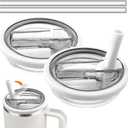 40 oz Tumbler Flip Straw Lid for Stanley Cup Accessories, 2 Pack Leak Proof Stanley Lid Replacement 40 oz for Stanley Quencher