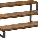 Giikin 3-Tier Spice Rack, 13.8 Inch Wood Step Shelf Countertop Spice Storage Holder, Kitchen Pantry Cabinet Organizer Cupboard for Spice Bottles, Jars, Seasonings, Baking Supplies, Metal Frame