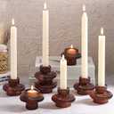 Taper Glass Candlestick Holders Tealight Candle Holders for Table Centerpieces, Fall Wedding Decor and Dinner Party Thanksgiving Christmas Decor (8 Pcs, Brown)
