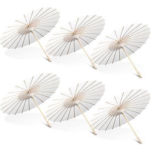 White Paper Umbrellas, 23.6 Inch Paper Parasol Umbrellas Chinese Japanese Style DIY Umbrellas Decorative Vintage Decor for Wedding Props, 20 Pcs
