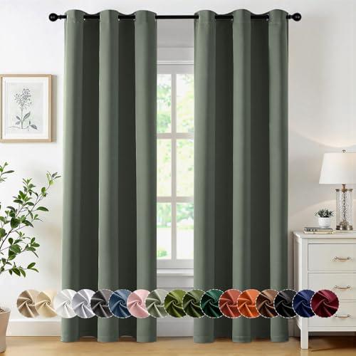 MIULEE Blackout Curtains for Bedroom Living Room 2 Panels, Thermal Insulated Room Darkening Drapes Grommet Noise Reducing Light Blocking Window Treatments 72 Inches Long 40x72 Inch Dark Mallard