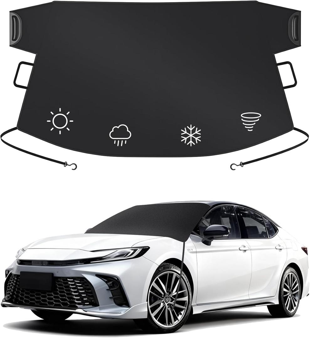 Windshield Cover for Ice and Snow | 600D Upgraded Heavy Duty Oxford Fabric | Car Snow Cover for Most Sedans, SUVs, Trucks | Protection from Snow, Ice, Frost | Winter Car Accessories (67"x48")