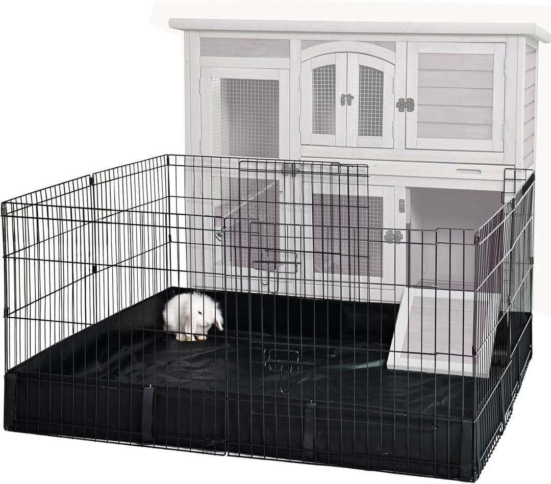 GUTINNEEN Rabbit Pet Playpen Bunny Run Extension Indoor Small Animal Pen (Playpen Only) (48"L x 48"W x 24"H, Black)