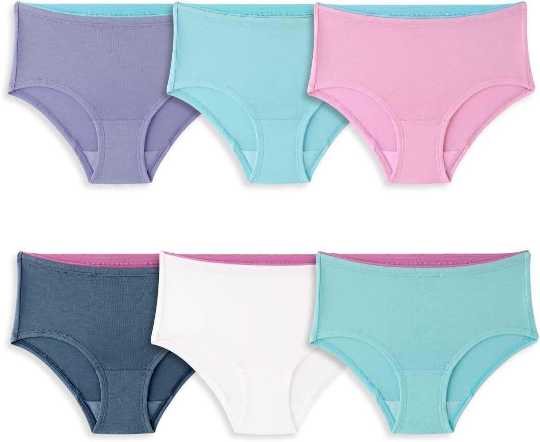 Fruit of the Loom Girls' 360 Stretch Modal Underwear (10, Brief - 6 Pack - Assorted)